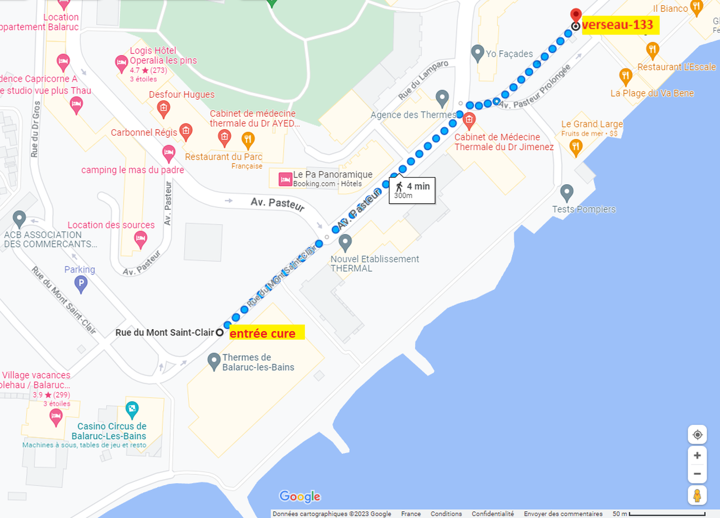 trajet entre l'appartement et la cure