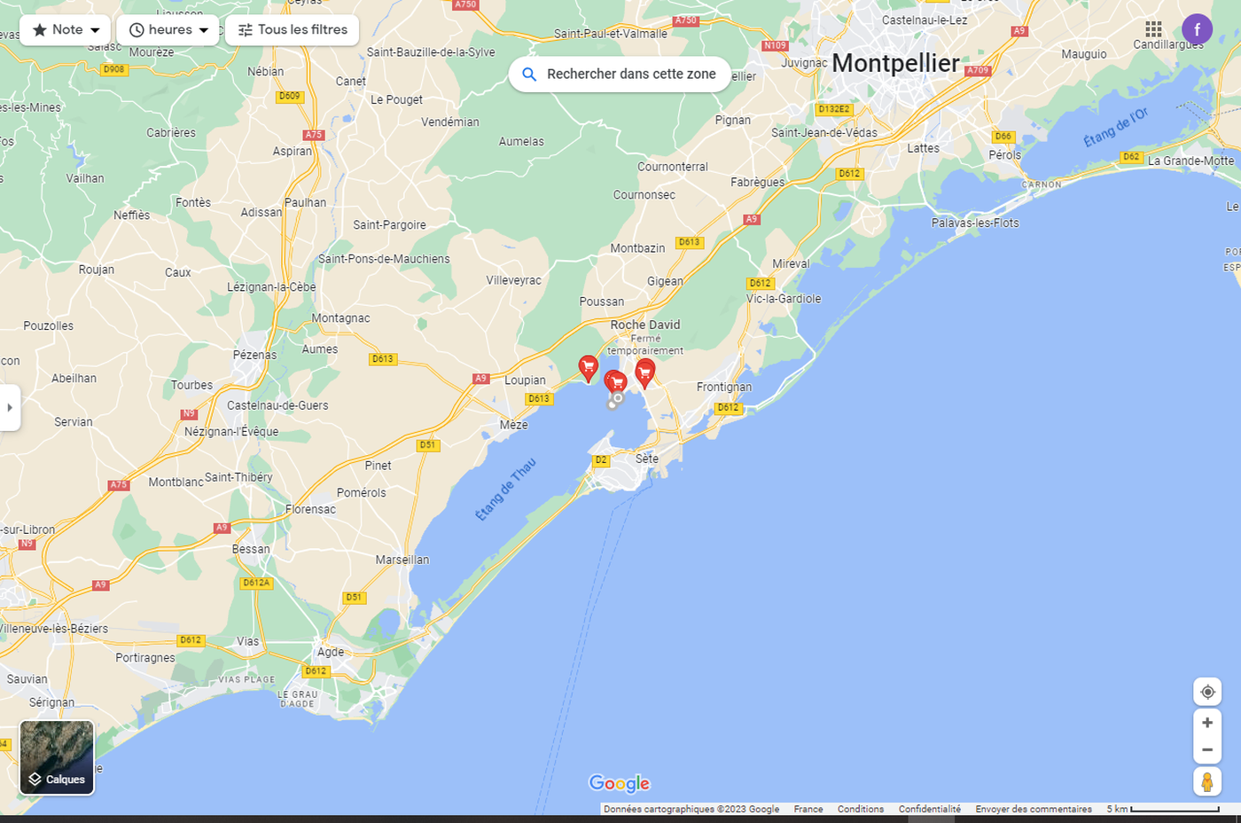 carte vue plus proche