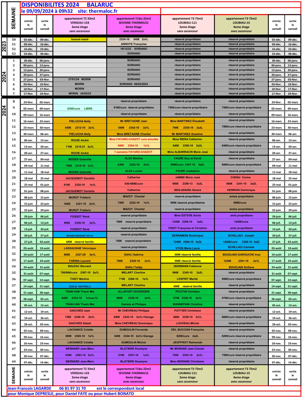 dispos et tarifs 2024